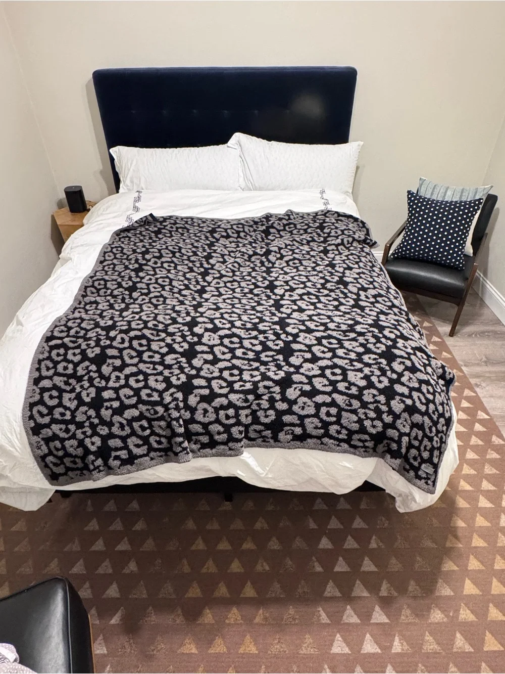 Barefoot Dreams CozyChic Barefoot in the Wild Throw Blanket in Charcoal Leopard